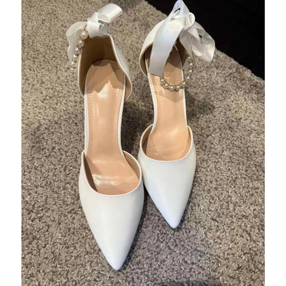 white closed toe heels